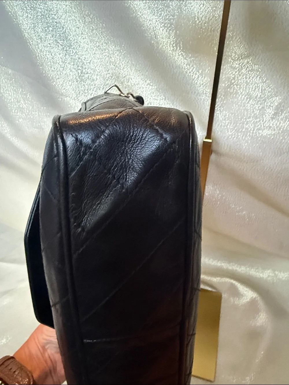 CHANEL Black Quilted Lambskin Shoulder Camera Bag with Tassel Vintage